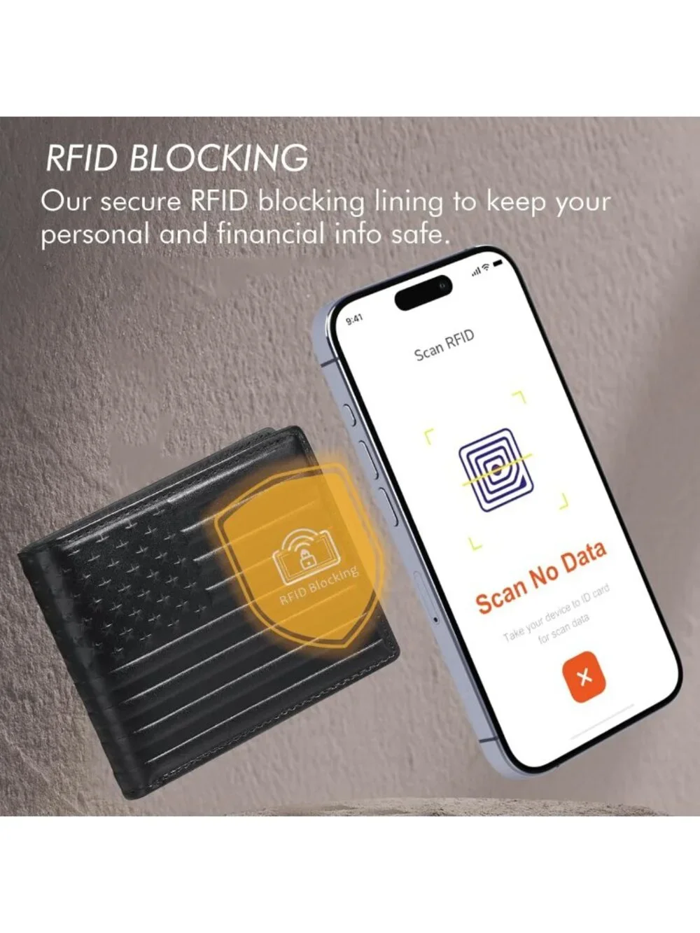 Men's RFID Blocking Bifold Wallet - Full Grain Leather, 2 ID Windows, 13 Card